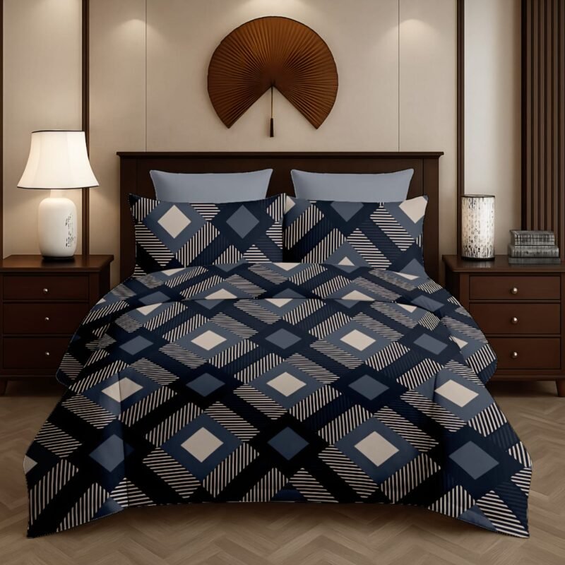 Flamingo Double Bedsheet Set with Pillow Covers – Premium Glace Cotton - 300 TC, 180 GSM Fabric_90x100 inches_250 x 230 cm