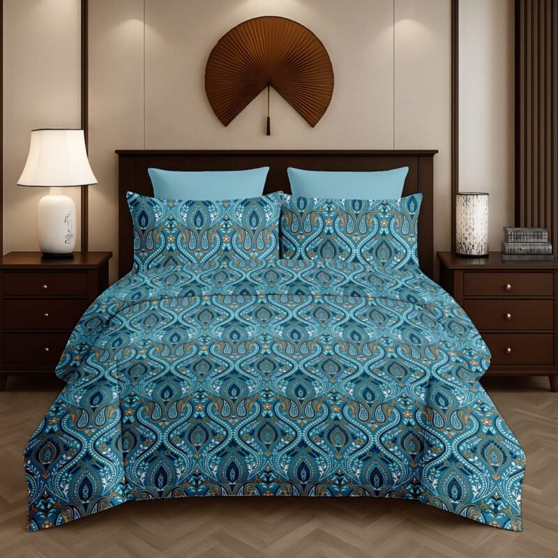 Flamingo Double Bedsheet Set with Pillow Covers – Premium Glace Cotton - 300 TC, 180 GSM Fabric_90x100 inches_250 x 230 cm