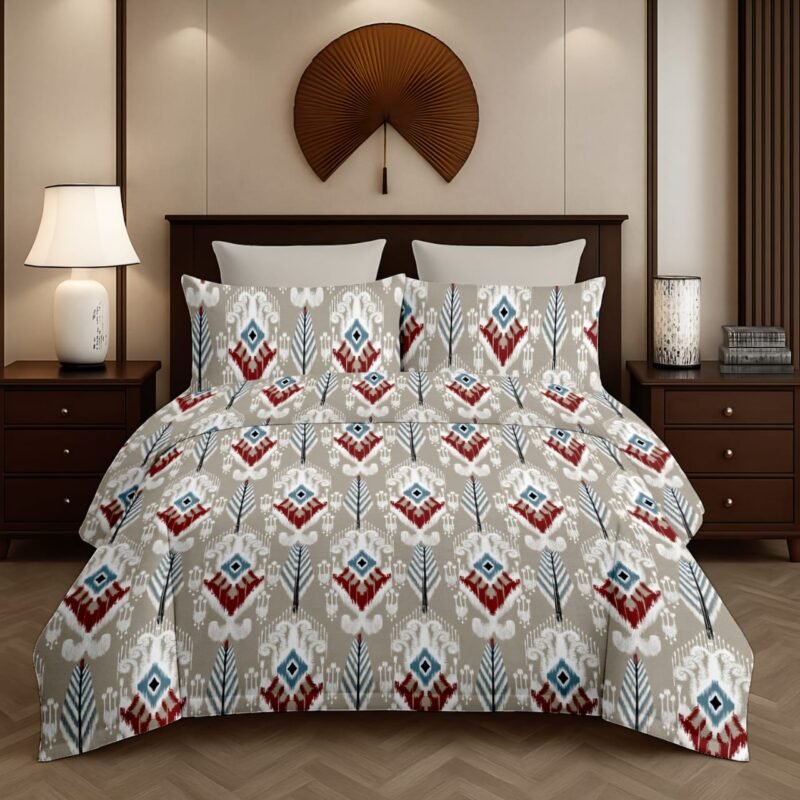 Flamingo Double Bedsheet Set with Pillow Covers – Premium Glace Cotton - 300 TC, 180 GSM Fabric_90x100 inches_250 x 230 cm