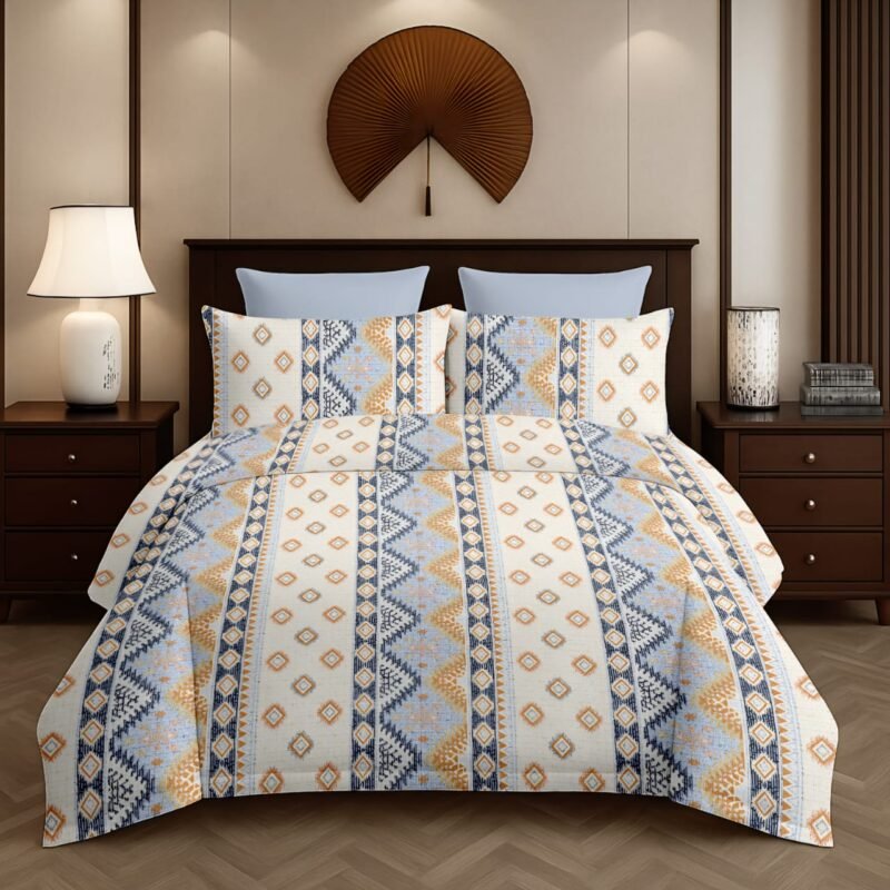 Flamingo Double Bedsheet Set with Pillow Covers – Premium Glace Cotton - 300 TC, 180 GSM Fabric_90x100 inches_250 x 230 cm