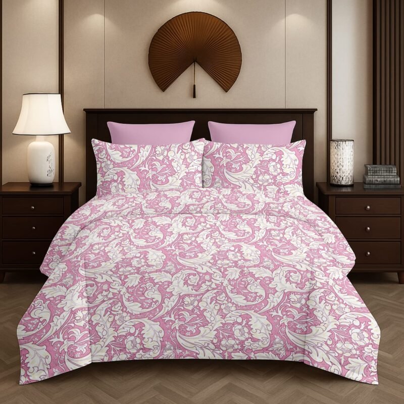 Flamingo Double Bedsheet Set with Pillow Covers – Premium Glace Cotton - 300 TC, 180 GSM Fabric_90x100 inches_250 x 230 cm