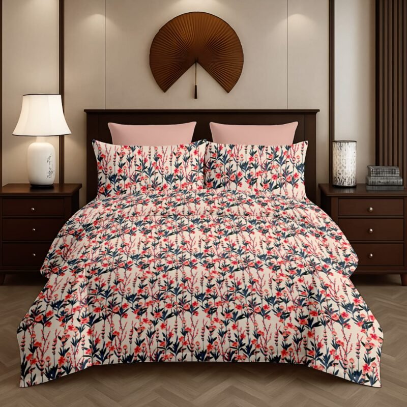 Flamingo Double Bedsheet Set with Pillow Covers – Premium Glace Cotton - 300 TC, 180 GSM Fabric_90x100 inches_250 x 230 cm