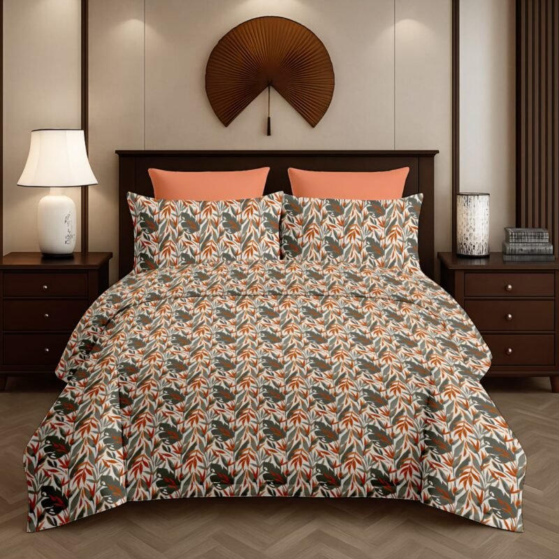 Flamingo Double Bedsheet Set with Pillow Covers – Premium Glace Cotton - 300 TC, 180 GSM Fabric_90x100 inches_250 x 230 cm