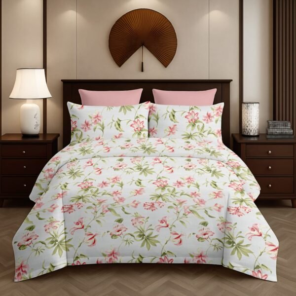Flamingo Double Bedsheet Set with Pillow Covers – Premium Glace Cotton - 300 TC, 180 GSM Fabric_90x100 inches_250 x 230 cm