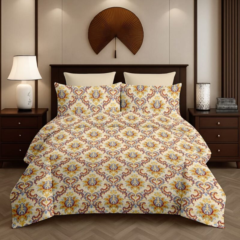 Flamingo Double Bedsheet Set with Pillow Covers – Premium Glace Cotton - 300 TC, 180 GSM Fabric_90x100 inches_250 x 230 cm