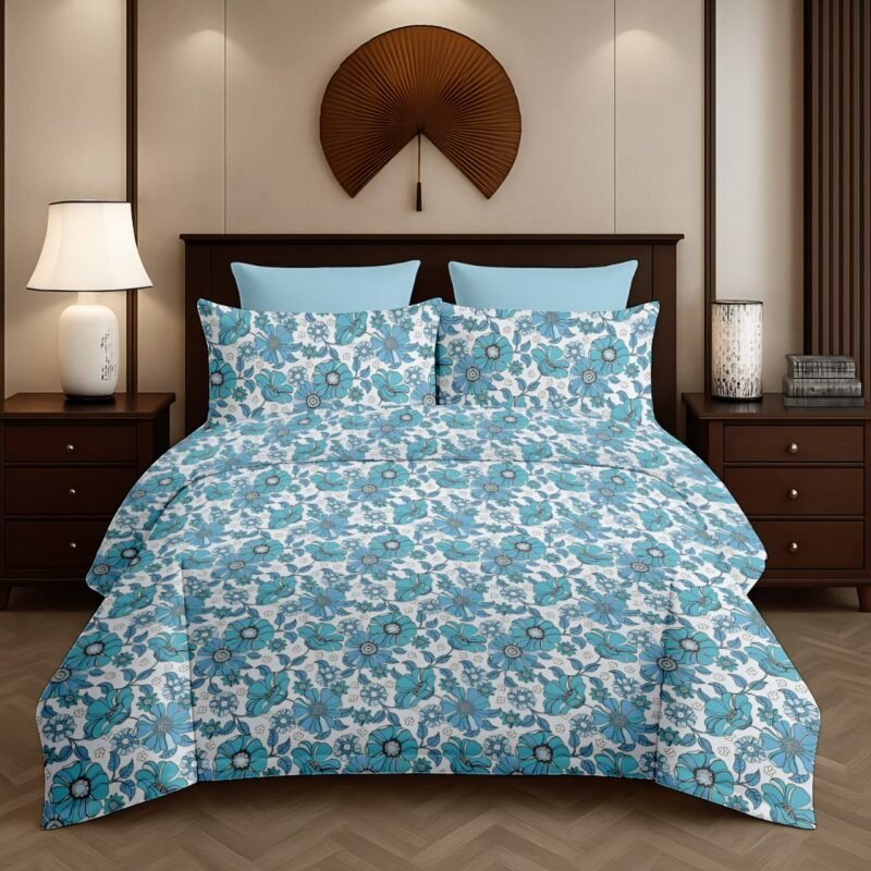 Flamingo Double Bedsheet Set with Pillow Covers – Premium Glace Cotton - 300 TC, 180 GSM Fabric_90x100 inches_250 x 230 cm