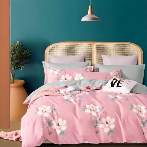 Cotton look Queen Double Bedsheet Set with Pillow Covers–Premium Quality, Micro Prints-350 TC, 220 GSM_90x100 inches_250 x 230 cm