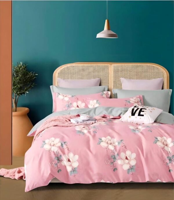 Cotton look Queen Double Bedsheet Set with Pillow Covers–Premium Quality, Micro Prints-350 TC, 220 GSM_90x100 inches_250 x 230 cm