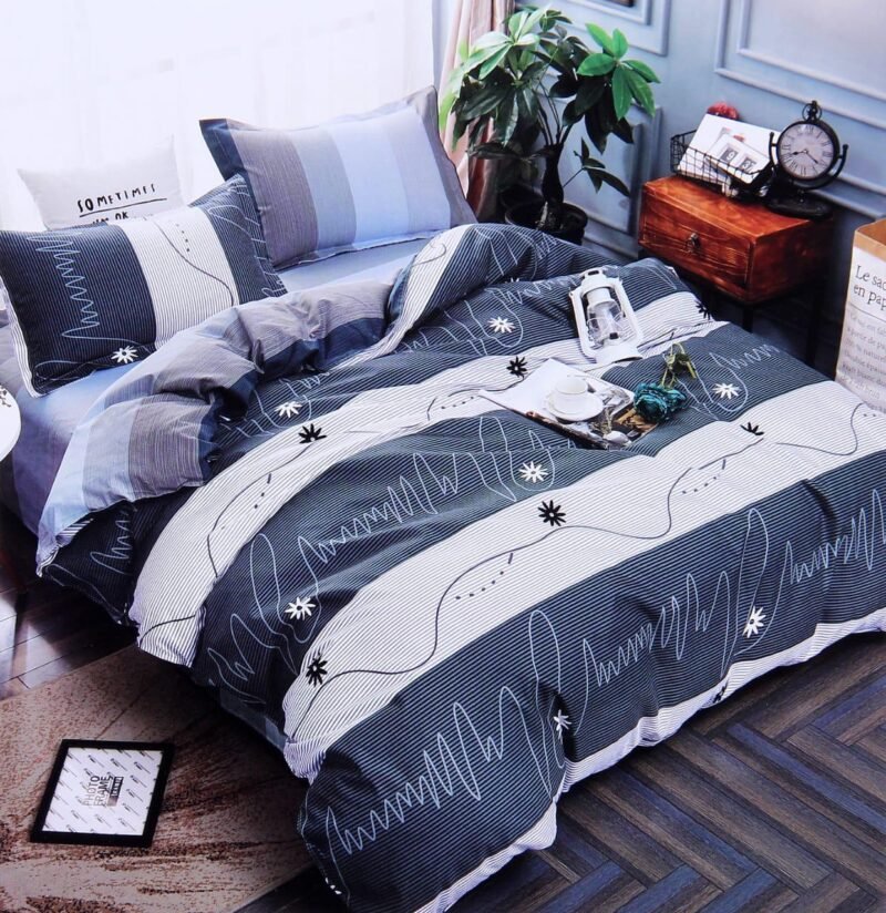 Cotton look Queen Double Bedsheet Set with Pillow Covers–Premium Quality, Micro Prints-350 TC, 220 GSM_90x100 inches_250 x 230 cm