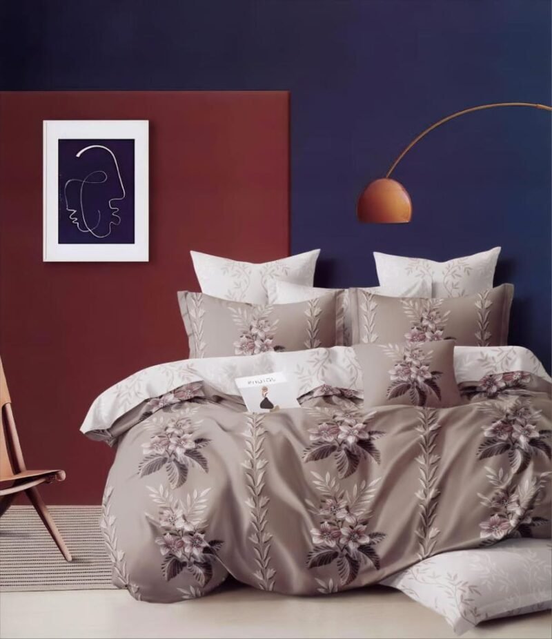Cotton look Queen Double Bedsheet Set with Pillow Covers–Premium Quality, Micro Prints-350 TC, 220 GSM_90x100 inches_250 x 230 cm