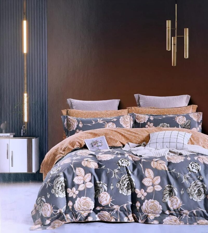 Cotton look Queen Double Bedsheet Set with Pillow Covers–Premium Quality, Micro Prints-350 TC, 220 GSM_90x100 inches_250 x 230 cm