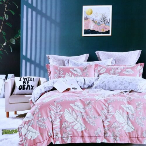 Cotton look Queen Double Bedsheet Set with Pillow Covers–Premium Quality, Micro Prints-350 TC, 220 GSM_90x100 inches_250 x 230 cm
