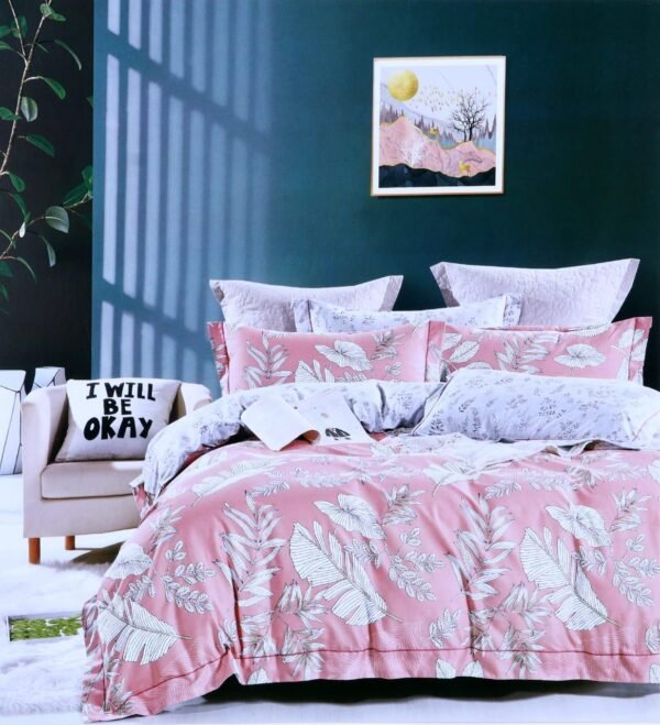 Cotton look Queen Double Bedsheet Set with Pillow Covers–Premium Quality, Micro Prints-350 TC, 220 GSM_90x100 inches_250 x 230 cm