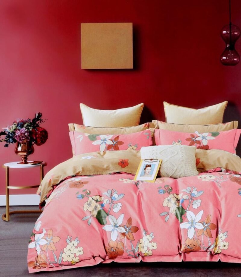 Cotton look Queen Double Bedsheet Set with Pillow Covers–Premium Quality, Micro Prints-350 TC, 220 GSM_90x100 inches_250 x 230 cm
