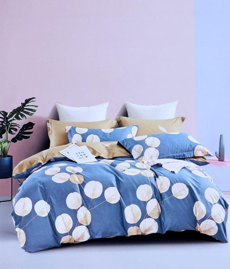 Cotton look Queen Double Bedsheet Set with Pillow Covers–Premium Quality, Micro Prints-350 TC, 220 GSM_90x100 inches_250 x 230 cm