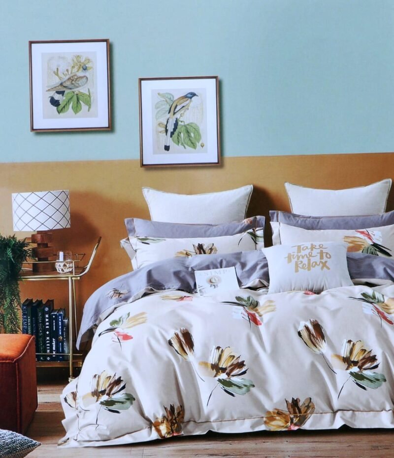 Cotton look Queen Double Bedsheet Set with Pillow Covers–Premium Quality, Micro Prints-350 TC, 220 GSM_90x100 inches_250 x 230 cm