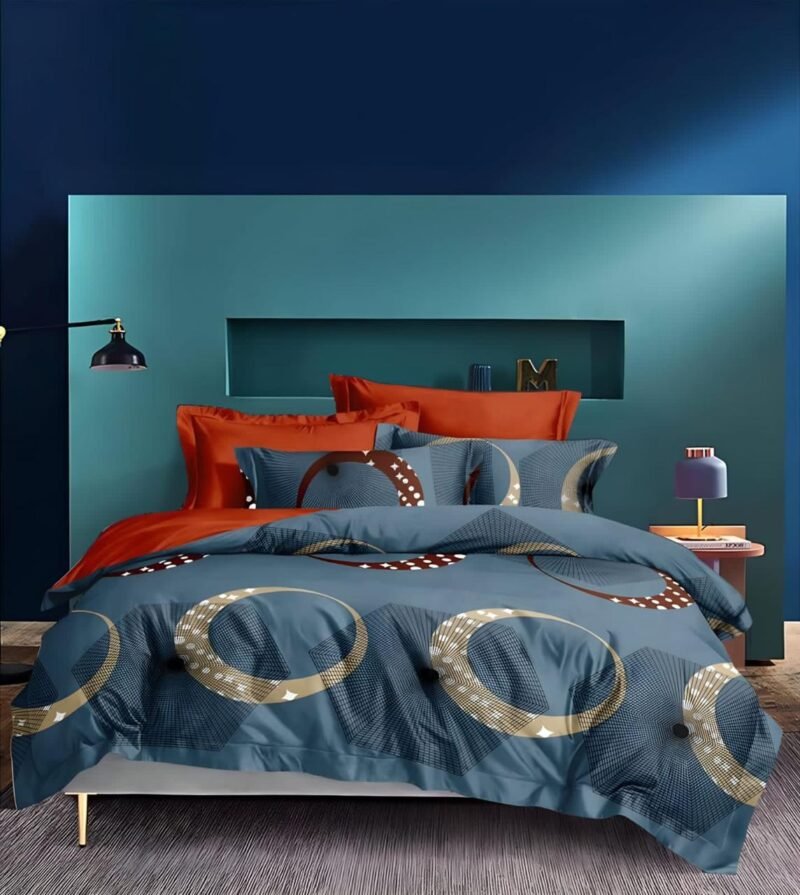Cotton look Queen Double Bedsheet Set with Pillow Covers–Premium Quality, Micro Prints-350 TC, 220 GSM_90x100 inches_250 x 230 cm