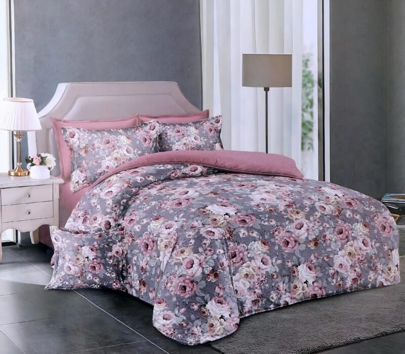 Cotton look Queen Double Bedsheet Set with Pillow Covers–Premium Quality, Micro Prints-350 TC, 220 GSM_90x100 inches_250 x 230 cm