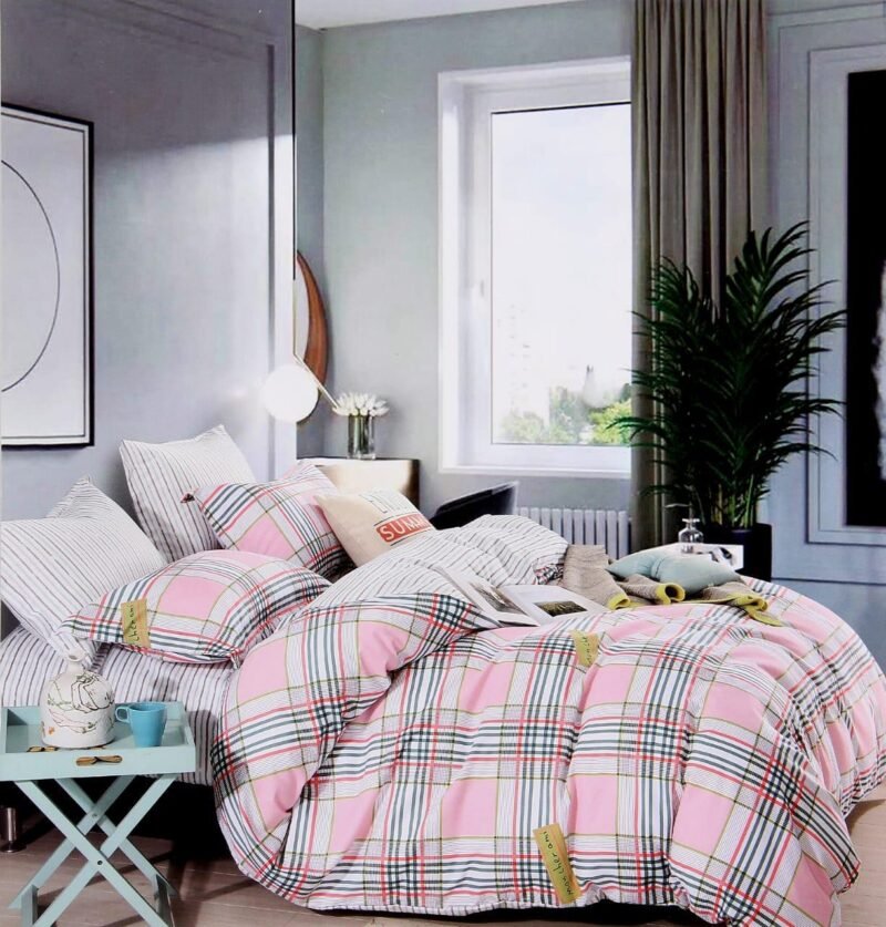 Cotton look Queen Double Bedsheet Set with Pillow Covers–Premium Quality, Micro Prints-350 TC, 220 GSM_90x100 inches_250 x 230 cm