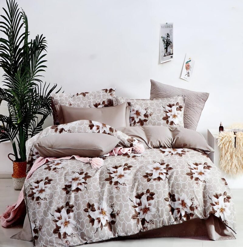 Cotton look Queen Double Bedsheet Set with Pillow Covers–Premium Quality, Micro Prints-350 TC, 220 GSM_90x100 inches_250 x 230 cm