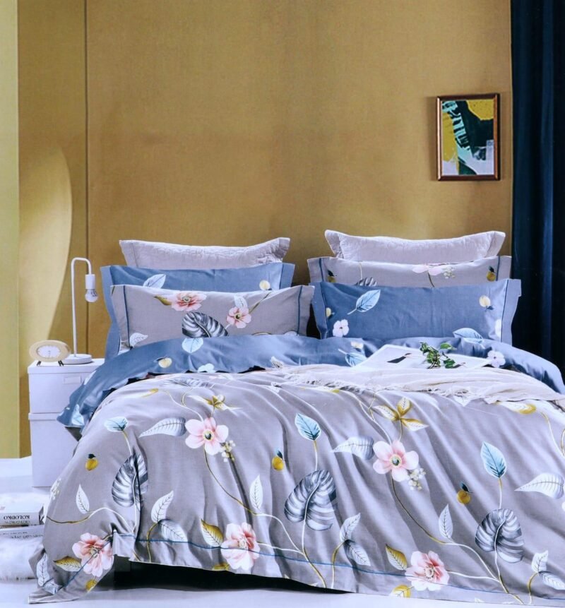Cotton look Queen Double Bedsheet Set with Pillow Covers–Premium Quality, Micro Prints-350 TC, 220 GSM_90x100 inches_250 x 230 cm