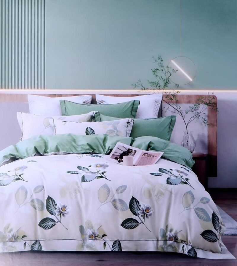 Cotton look Queen Double Bedsheet Set with Pillow Covers–Premium Quality, Micro Prints-350 TC, 220 GSM_90x100 inches_250 x 230 cm