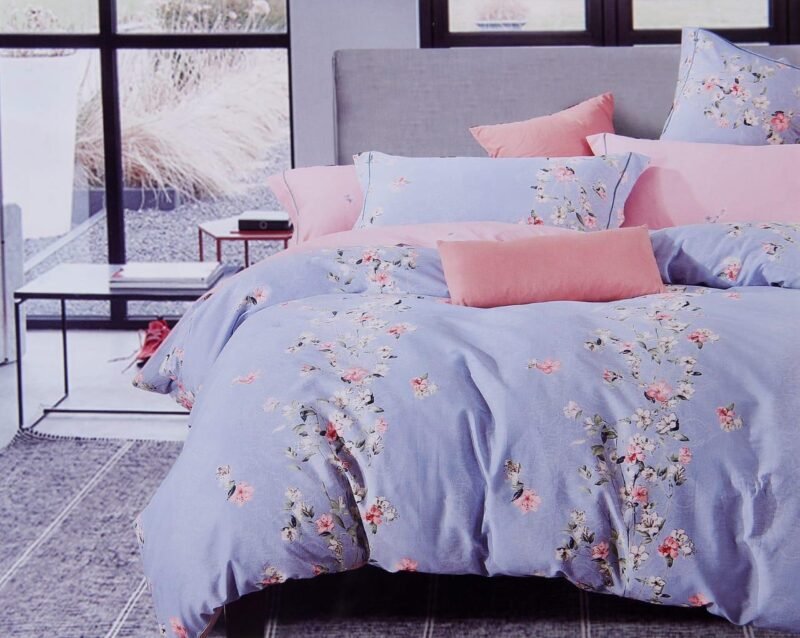 Cotton look Queen Double Bedsheet Set with Pillow Covers–Premium Quality, Micro Prints-350 TC, 220 GSM_90x100 inches_250 x 230 cm