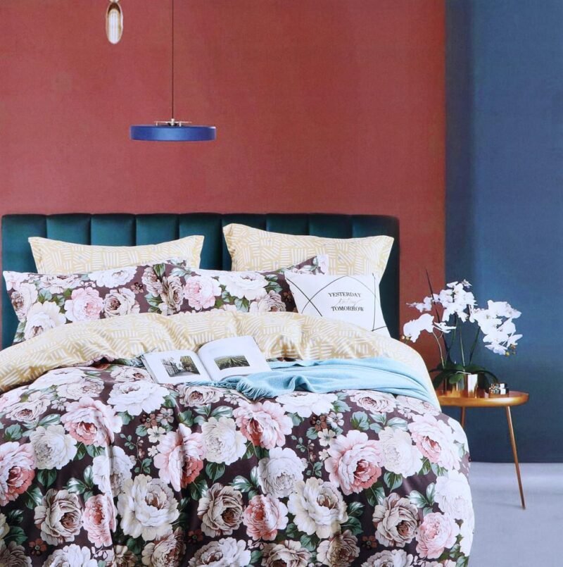 Cotton look Queen Double Bedsheet Set with Pillow Covers–Premium Quality, Micro Prints-350 TC, 220 GSM_90x100 inches_250 x 230 cm