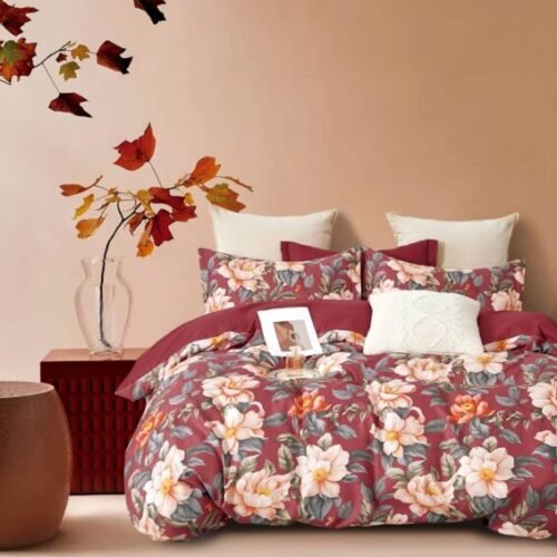 Cotton look Queen Double Bedsheet Set with Pillow Covers–Premium Quality, Micro Prints-350 TC, 220 GSM_90x100 inches_250 x 230 cm