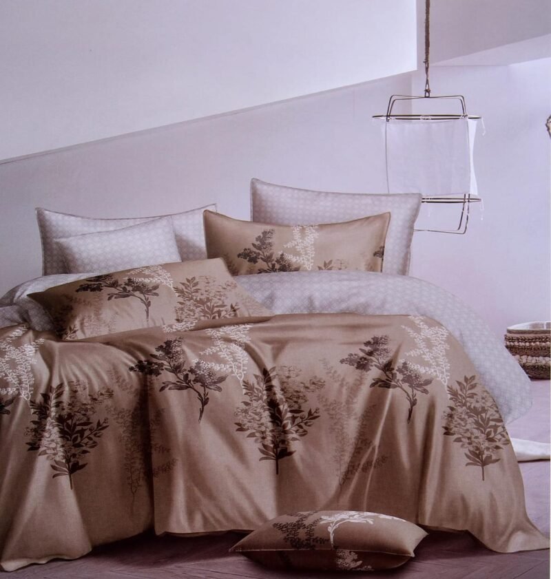 Cotton look Queen Double Bedsheet Set with Pillow Covers–Premium Quality, Micro Prints-350 TC, 220 GSM_90x100 inches_250 x 230 cm