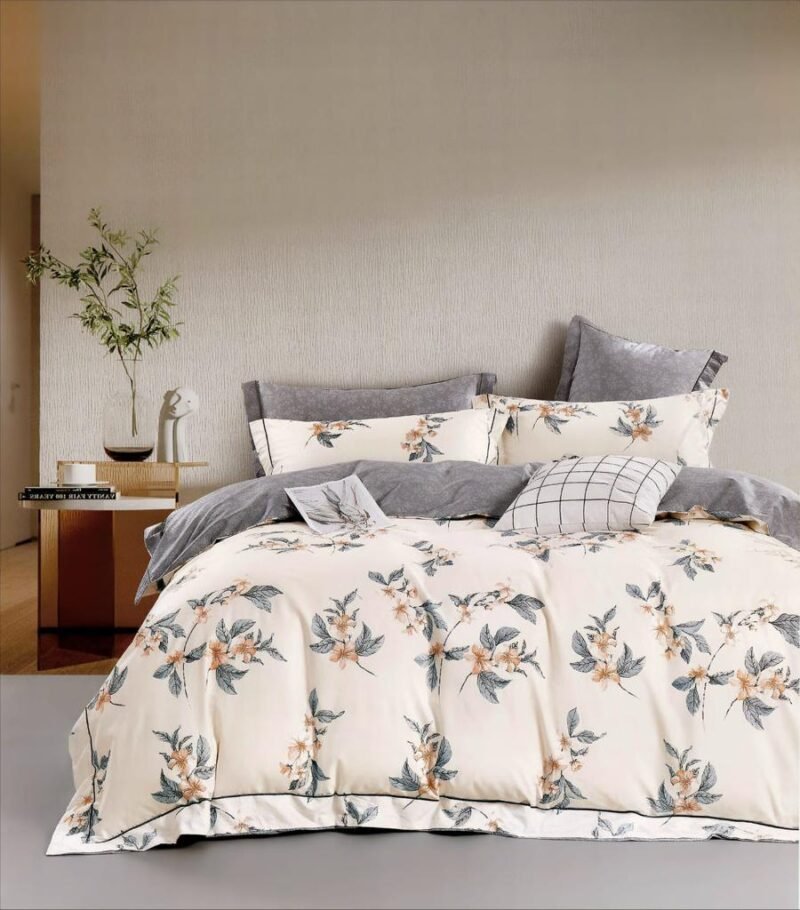 Cotton look Queen Double Bedsheet Set with Pillow Covers–Premium Quality, Micro Prints-350 TC, 220 GSM_90x100 inches_250 x 230 cm