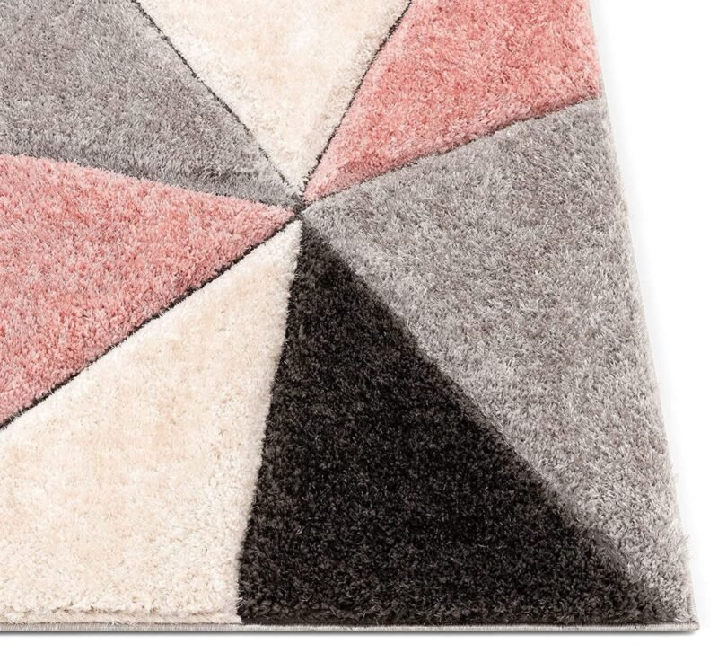 Dollivo Shaggy Carpet & Rug - Triangle Black Mix