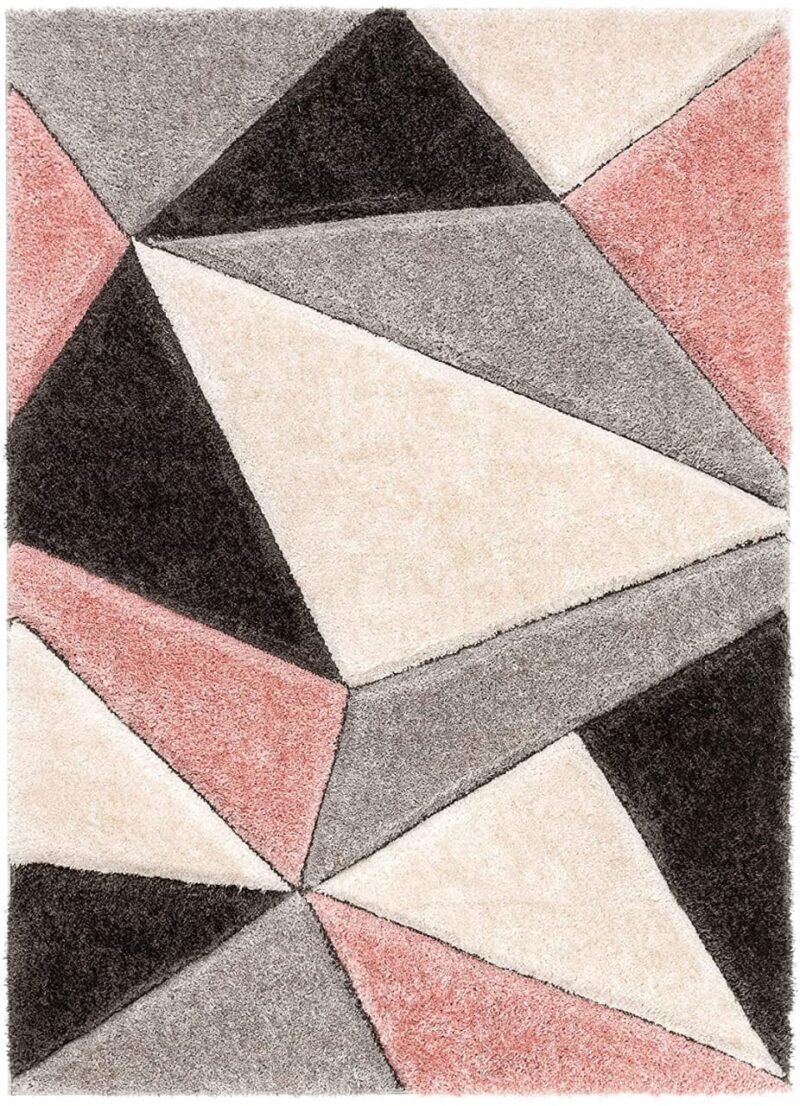 Dollivo Shaggy Carpet & Rug - Triangle Black Mix
