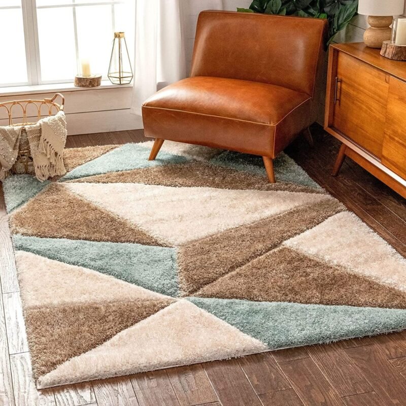 Dollivo Shaggy Carpet & Rug - Triangle Brown Mix