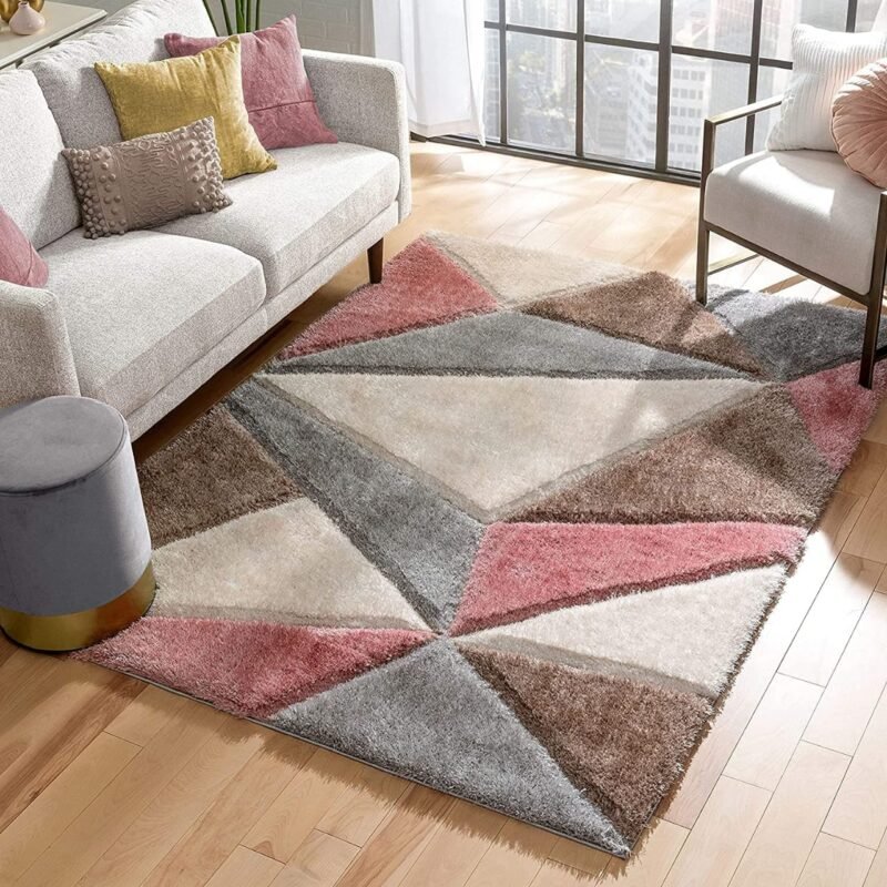 Dollivo Shaggy Carpet & Rug - Triangle Grey Mix