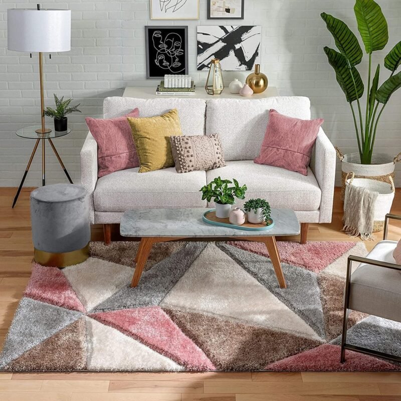 Dollivo Shaggy Carpet & Rug - Triangle Grey Mix