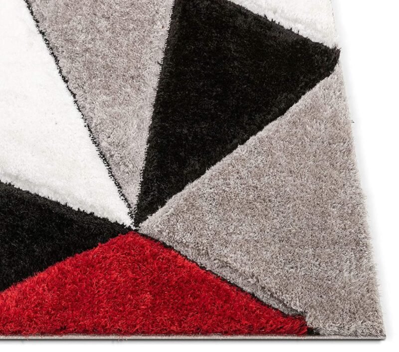 Dollivo Shaggy Carpet & Rug - Triangle Red Mix