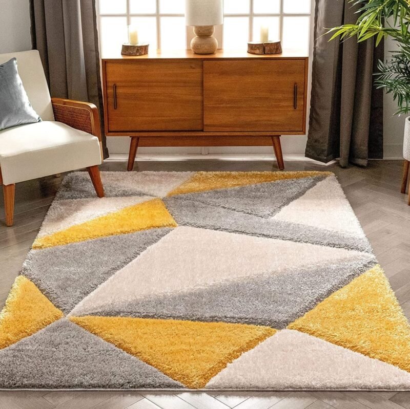 Dollivo Shaggy Carpet & Rug - Triangle Yellow Mix