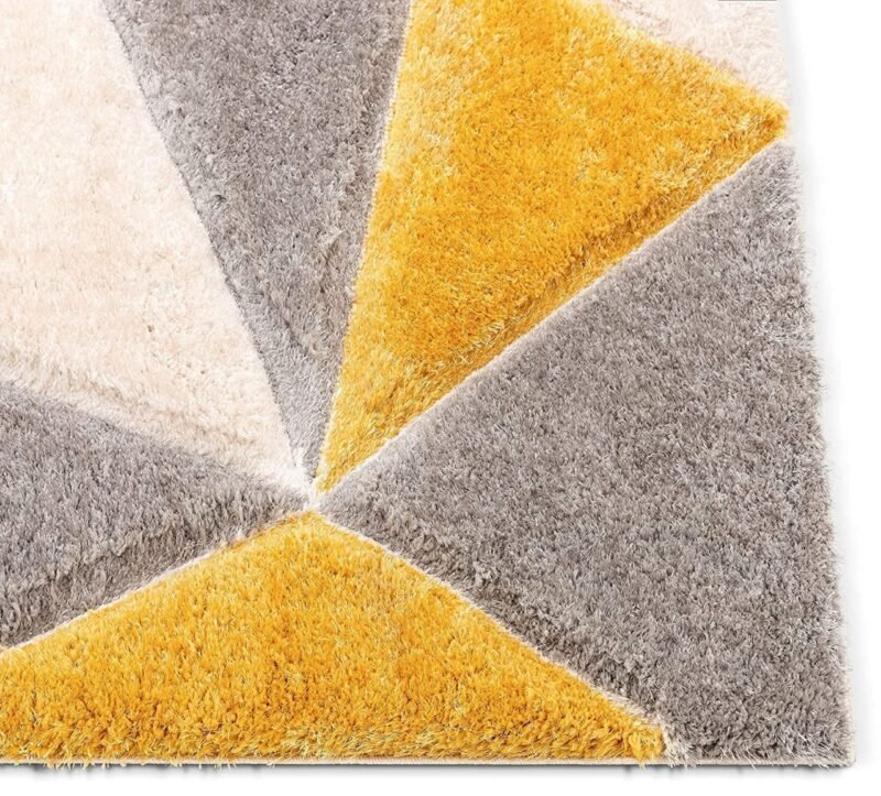 Dollivo Shaggy Carpet & Rug - Triangle Yellow Mix