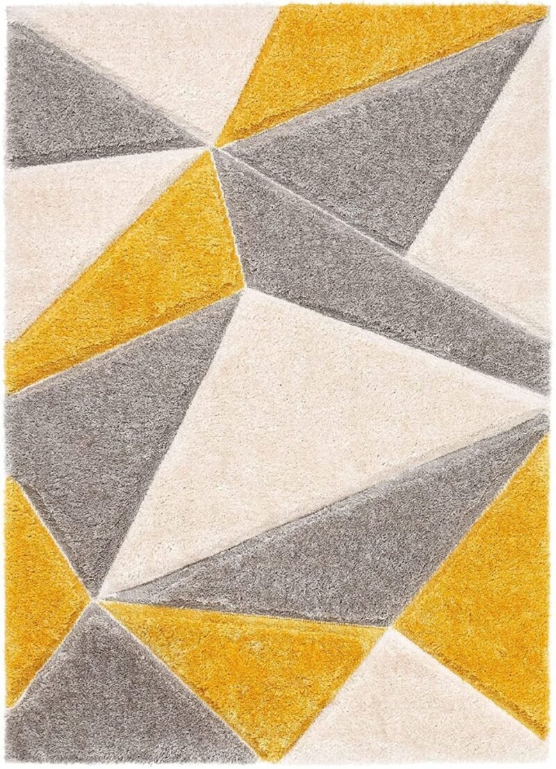 Dollivo Shaggy Carpet & Rug - Triangle Yellow Mix