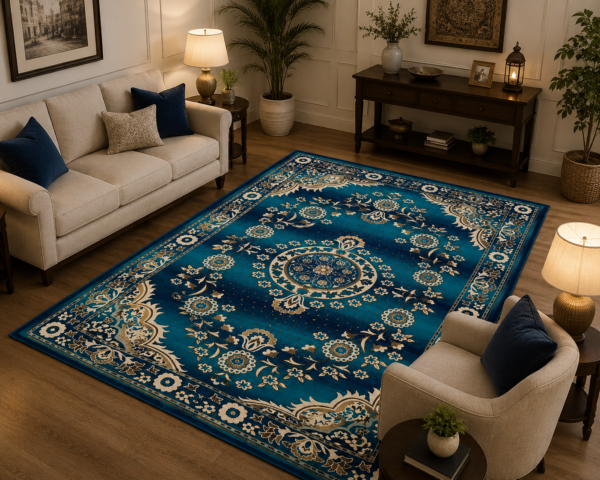 Dollivo Royal Imperial Living Chenille Carpet 6x9 Feet for Living Room, Bedroom & Hall | Soft Premium Area Rug | Modern Home Decor Floor Carpet | Non-Shedding & Easy to Clean (180 x 270 cm)