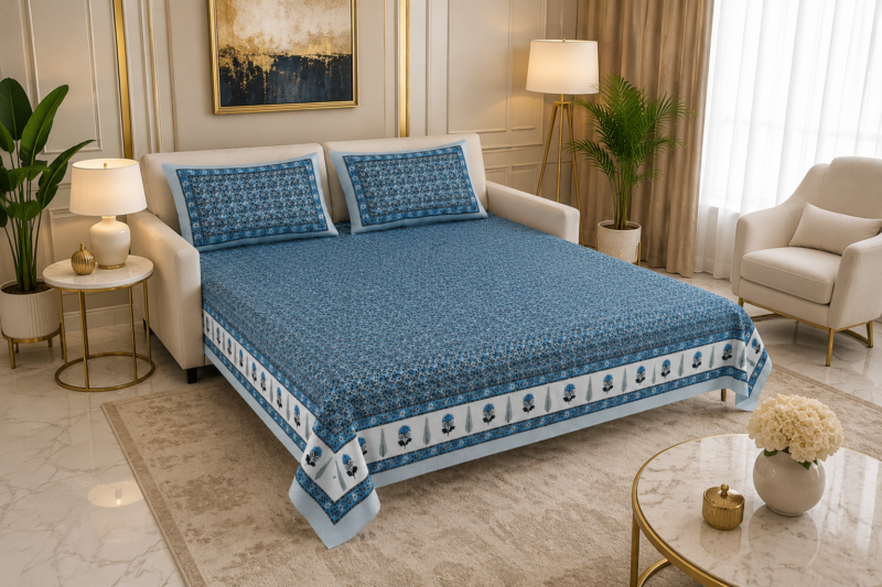 DOLLIVO-FIZZA Premium Cotton King Size Bedsheet Set –180 TC Heavy weight cotton bedsheet_90x108 inches_228 x 274 cm
