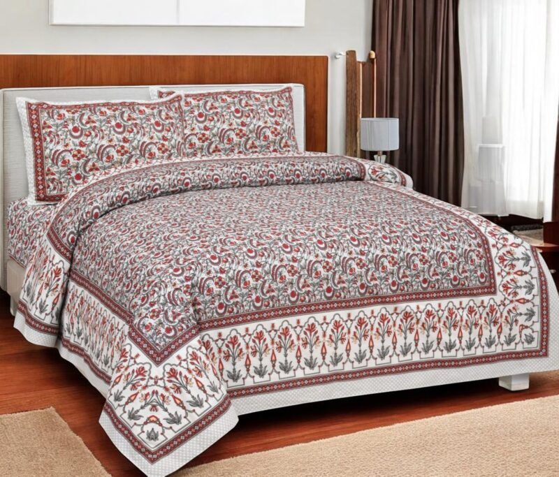 DOLLIVO-FIZZA Premium Cotton King Size Bedsheet Set –180 TC Heavy weight cotton bedsheet_90x108 inches_228 x 274 cm