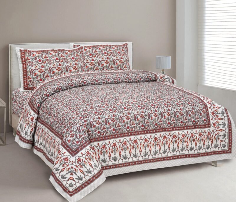 DOLLIVO-FIZZA Premium Cotton King Size Bedsheet Set –180 TC Heavy weight cotton bedsheet_90x108 inches_228 x 274 cm