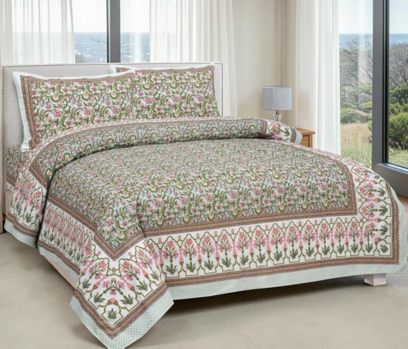 DOLLIVO-FIZZA Premium Cotton King Size Bedsheet Set –180 TC Heavy weight cotton bedsheet_90x108 inches_228 x 274 cm