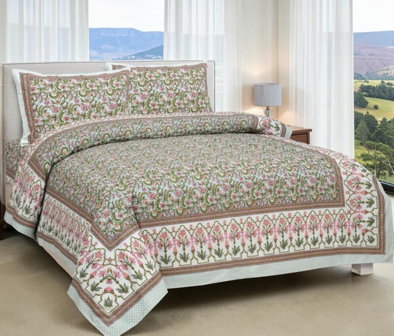 DOLLIVO-FIZZA Premium Cotton King Size Bedsheet Set –180 TC Heavy weight cotton bedsheet_90x108 inches_228 x 274 cm