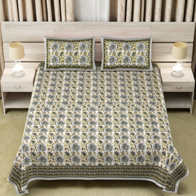 DOLLIVO-FIZZA Premium Cotton King Size Bedsheet Set –180 TC Heavy weight cotton bedsheet_90x108 inches_228 x 274 cm