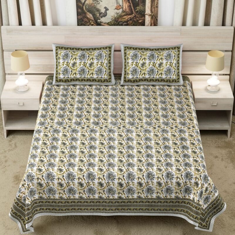 DOLLIVO-FIZZA Premium Cotton King Size Bedsheet Set –180 TC Heavy weight cotton bedsheet_90x108 inches_228 x 274 cm