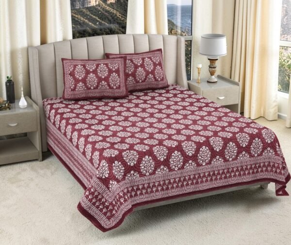 DOLLIVO-FIZZA Premium Cotton King Size Bedsheet Set –180 TC Heavy weight cotton bedsheet_90x108 inches_228 x 274 cm