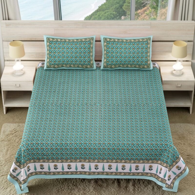 DOLLIVO-FIZZA Premium Cotton King Size Bedsheet Set –180 TC Heavy weight cotton bedsheet_90x108 inches_228 x 274 cm